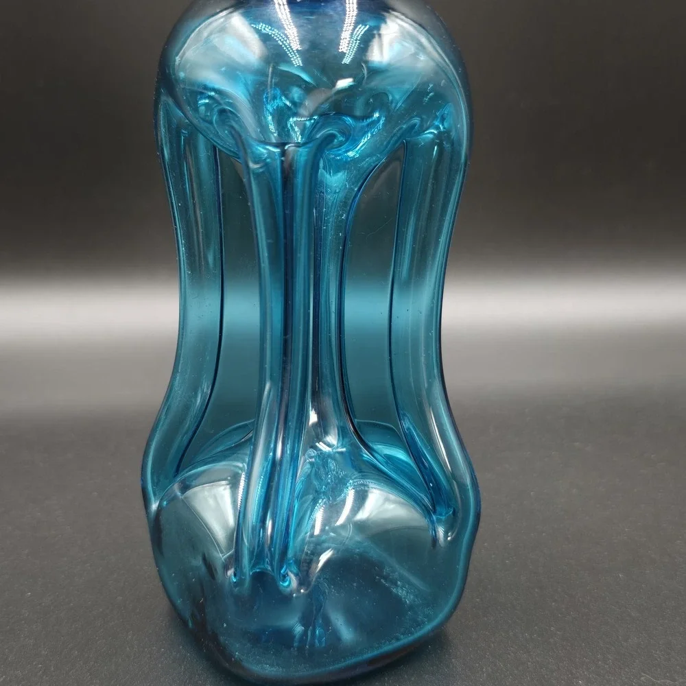 Kastrup Holmegaard Jacob E Bang Kluk Kluk Blue Glass Bottle 5.75
